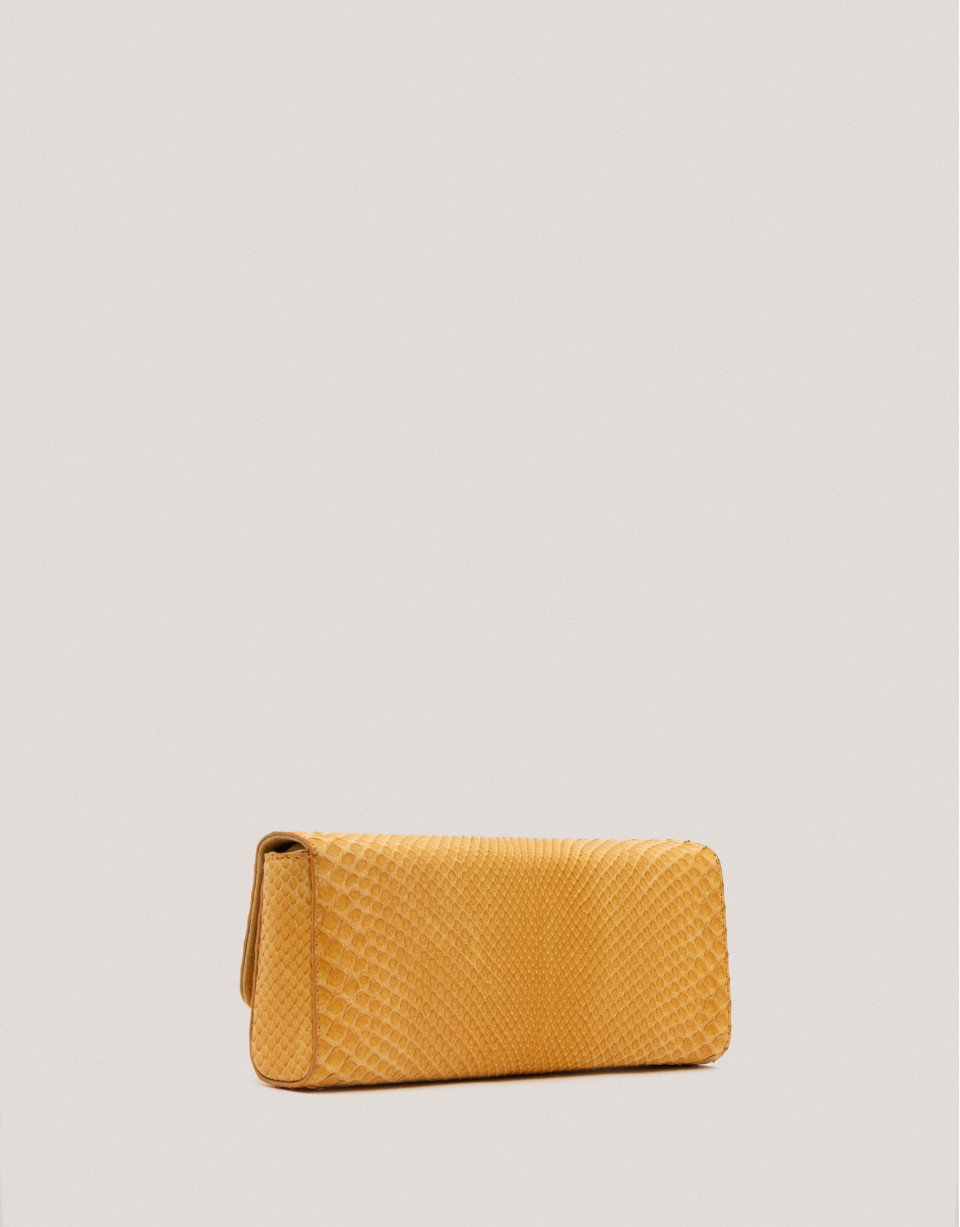 Bolso Clutch Ariana piel serpiente mostaza | Roberto Verino