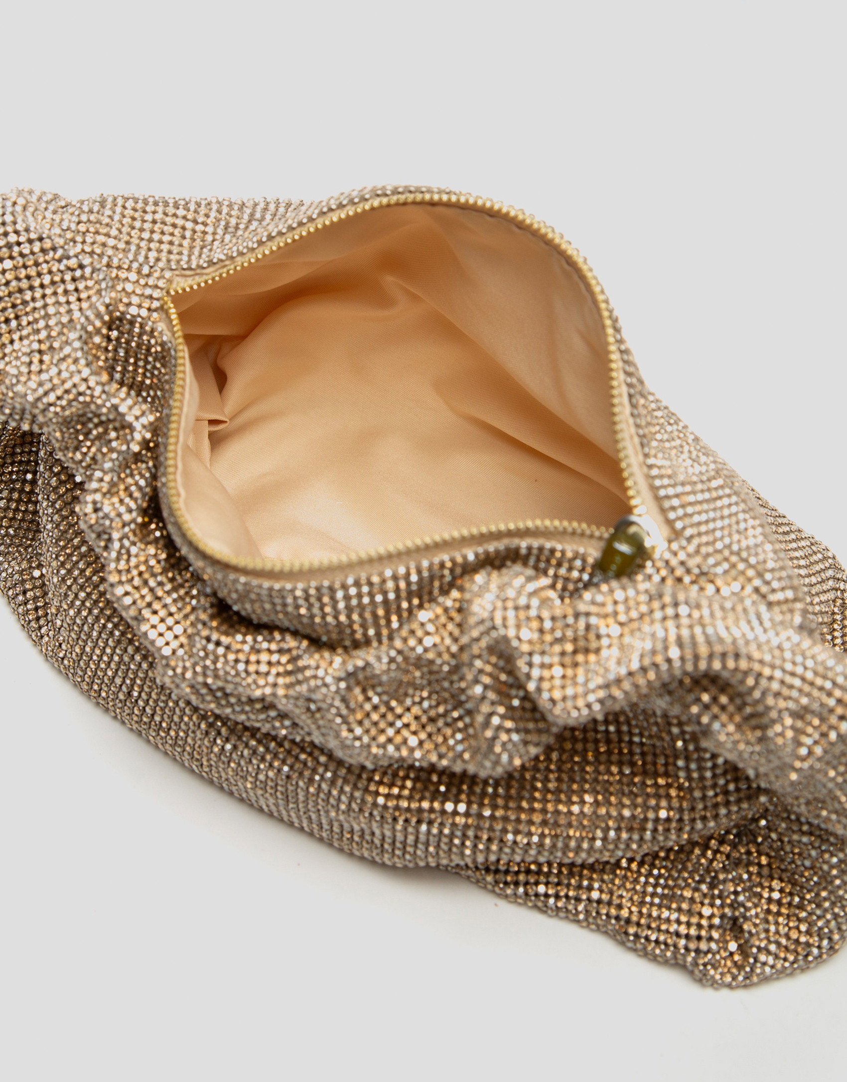 Gold Ariana Crystal Mesh handbag