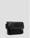 Bolso messenger nailon y piel negro