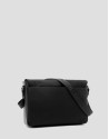 Bolso messenger nailon y piel negro