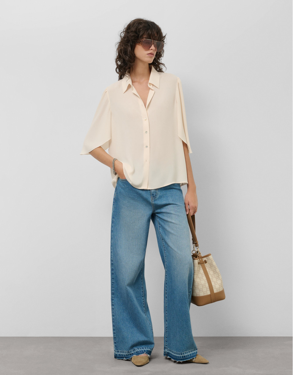 Pantalón ancho vaquero azul claro - Mujer | Roberto Verino