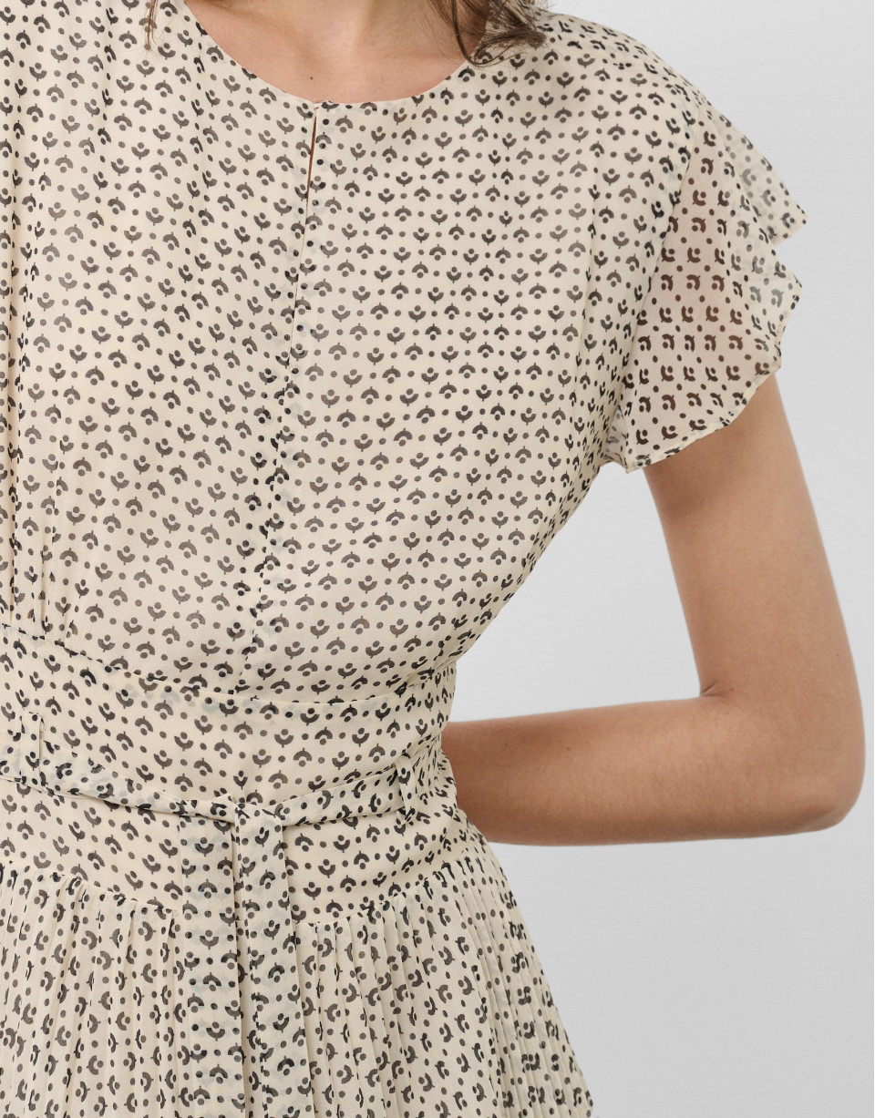 Vestido midi falda plisada estampado ... | Roberto Verino
