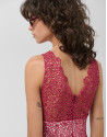 Vestido corto escote pico sin mangas guipur ... | Roberto Verino