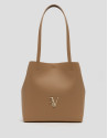 Camel leather Bruni Maxi Tote Bag - Woman | Roberto Verino