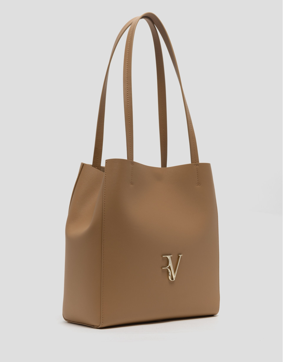 Camel leather Bruni Maxi Tote Bag - Woman | Roberto Verino