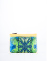 Yellow leather and tropical print fabric  Zoe Miami clutch bag 