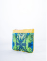 Yellow leather and tropical print fabric  Zoe Miami clutch bag 