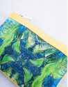 Yellow leather and tropical print fabric  Zoe Miami clutch bag 
