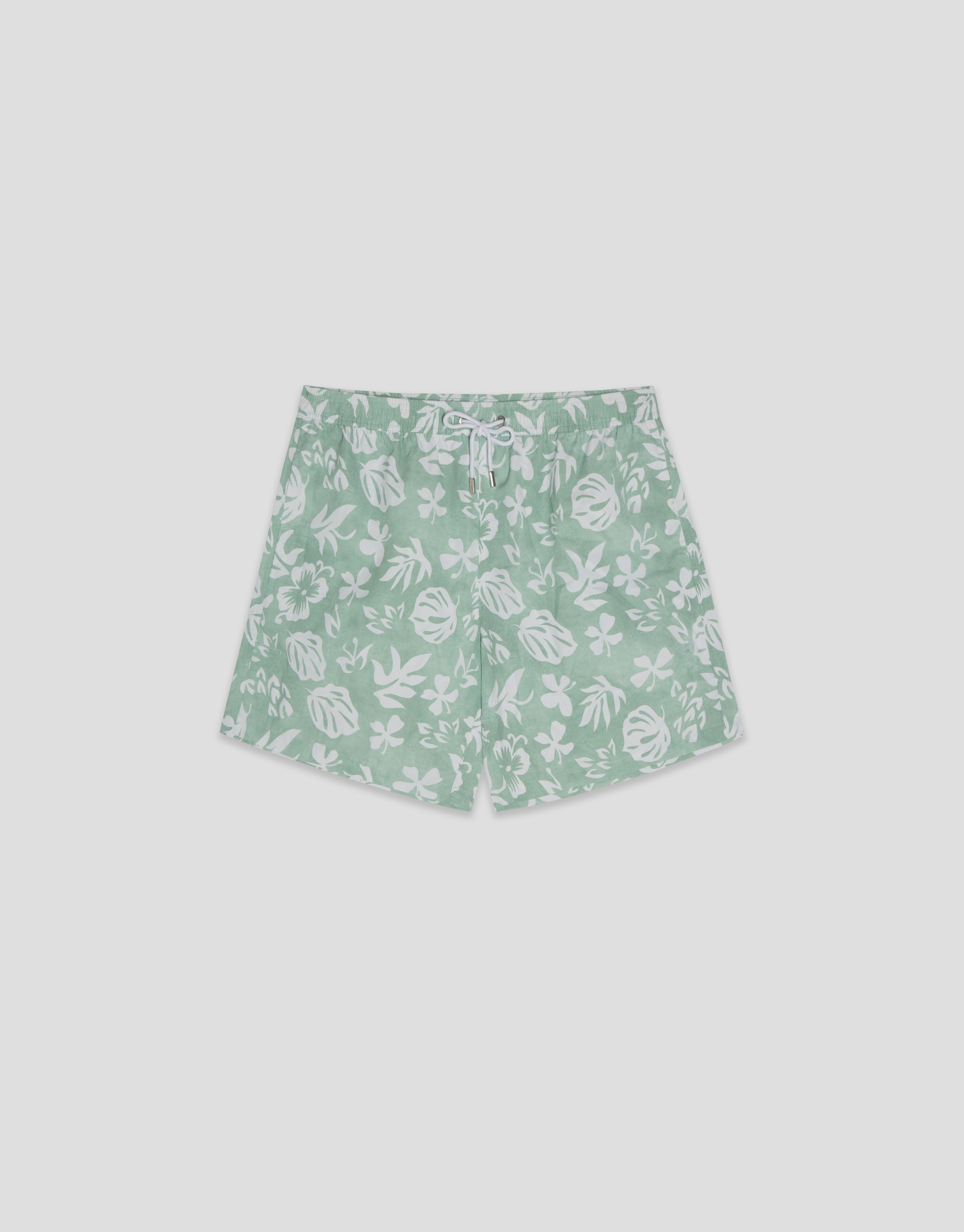 Khaki swimsuit with white leaf print - Man | Roberto Verino