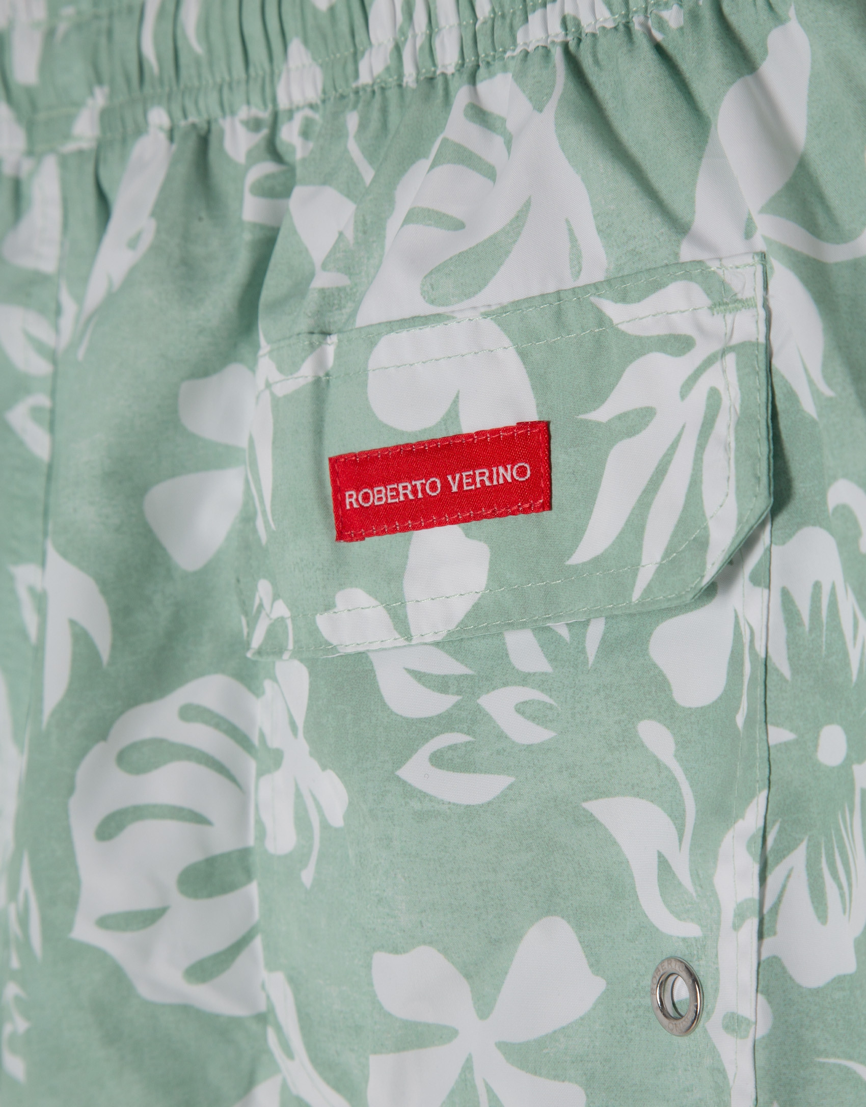 Khaki swimsuit with white leaf print - Man | Roberto Verino
