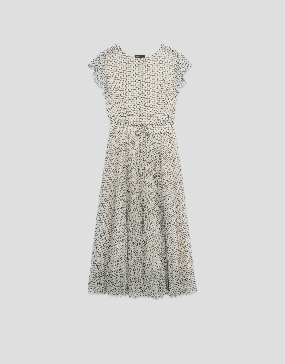 Vestido midi falda plisada estampado ... | Roberto Verino