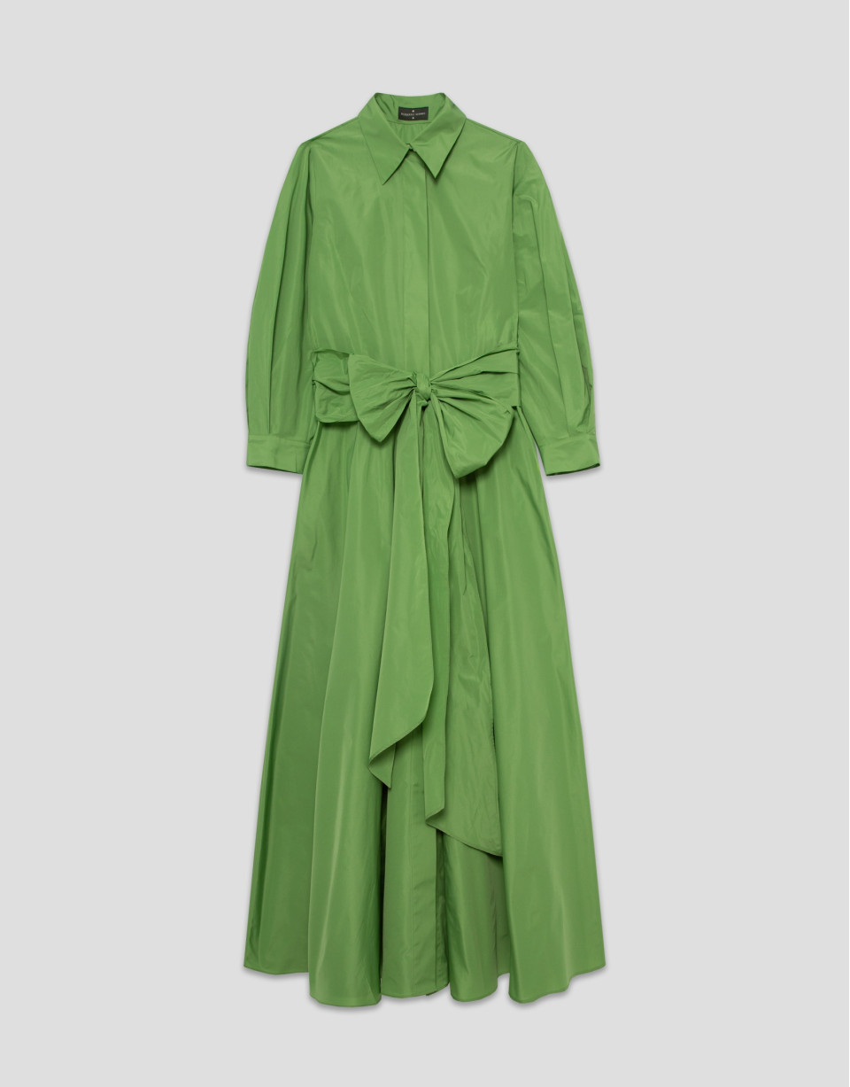 Vestido camisero midi manga larga tafeta verde | Roberto Verino