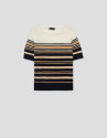 Blue and beige short sleeve knitted t-shirt | Roberto Verino