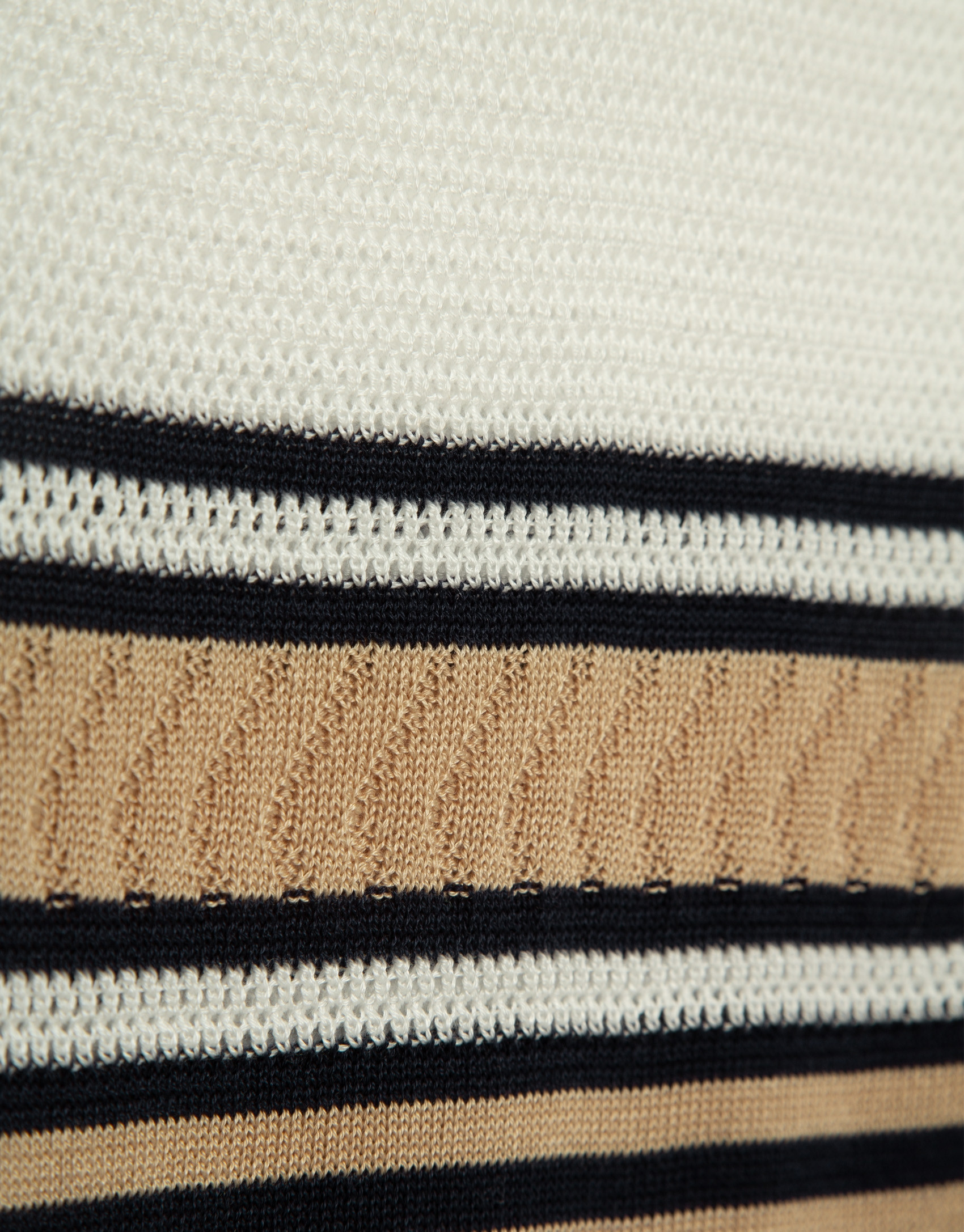 Blue and beige short sleeve knitted t-shirt | Roberto Verino