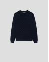 Navy blue wool sweater with long sleeves, ... | Roberto Verino