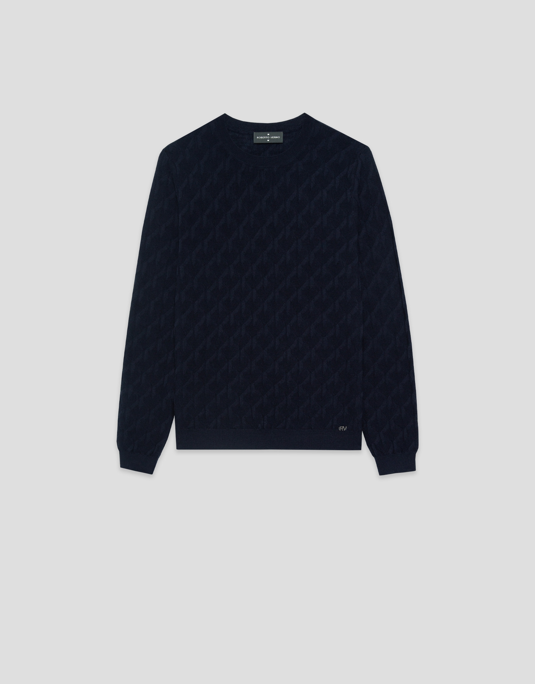Navy blue wool sweater with long sleeves, ... | Roberto Verino