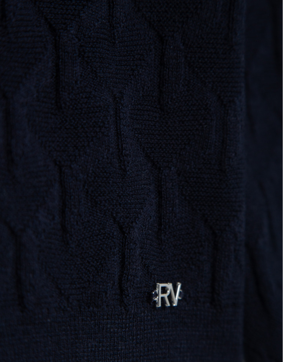 Navy blue wool sweater with long sleeves, ... | Roberto Verino