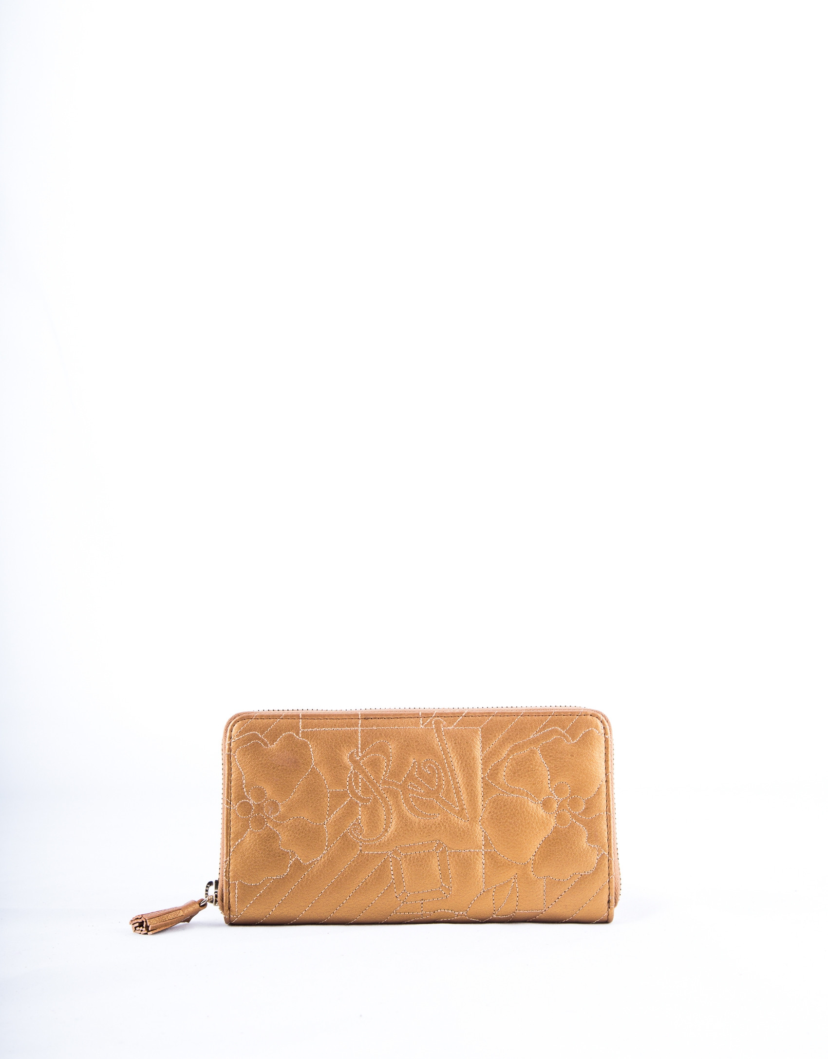 Bronze leather VIP briefcase with embroidered logo.