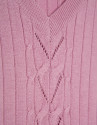 Jersey escote pico lana rosa con franja central