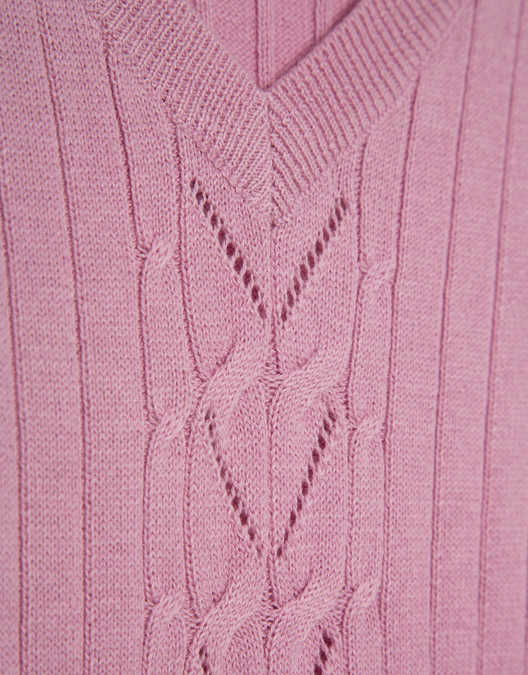 Jersey escote pico lana rosa con franja central