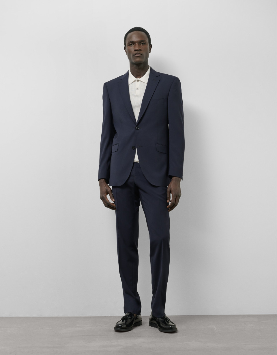 Dark blue regular fit half canvas suit - Man | Roberto Verino