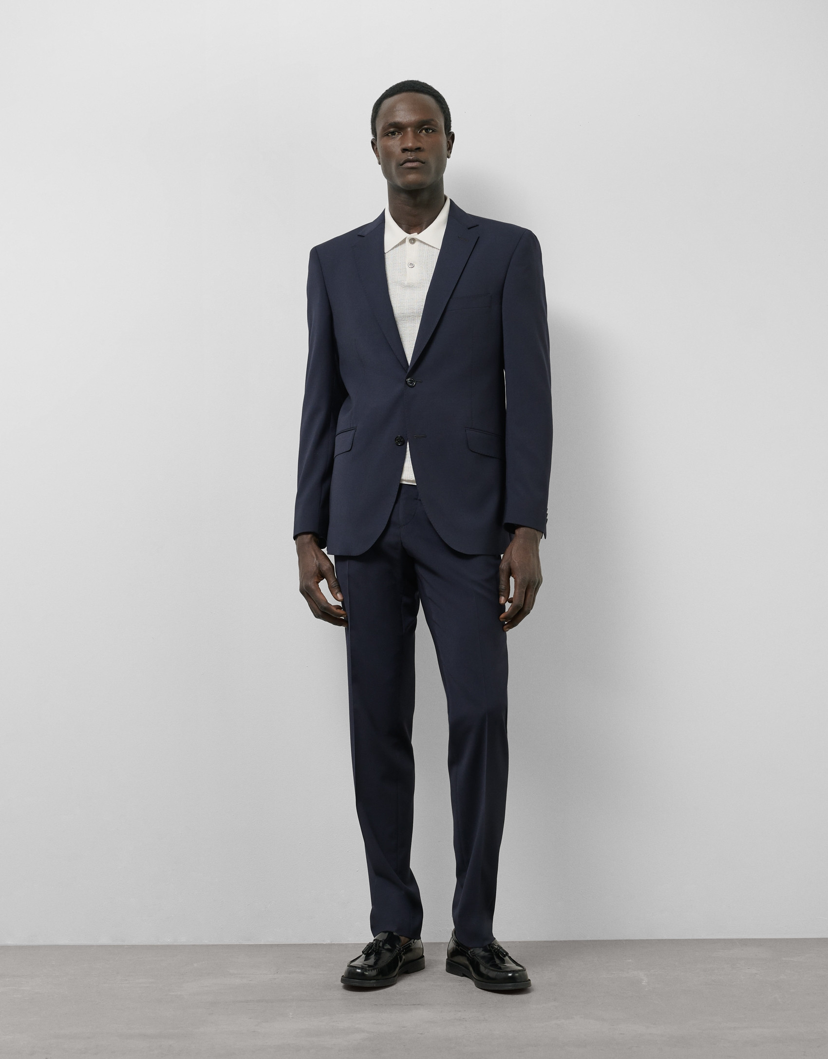 Dark blue regular fit half canvas suit - Man | Roberto Verino