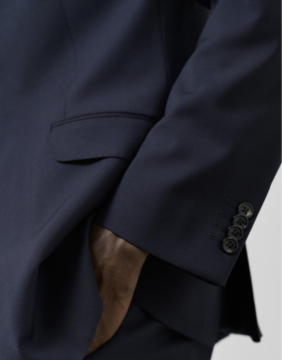 Dark blue regular fit half canvas suit - Man | Roberto Verino