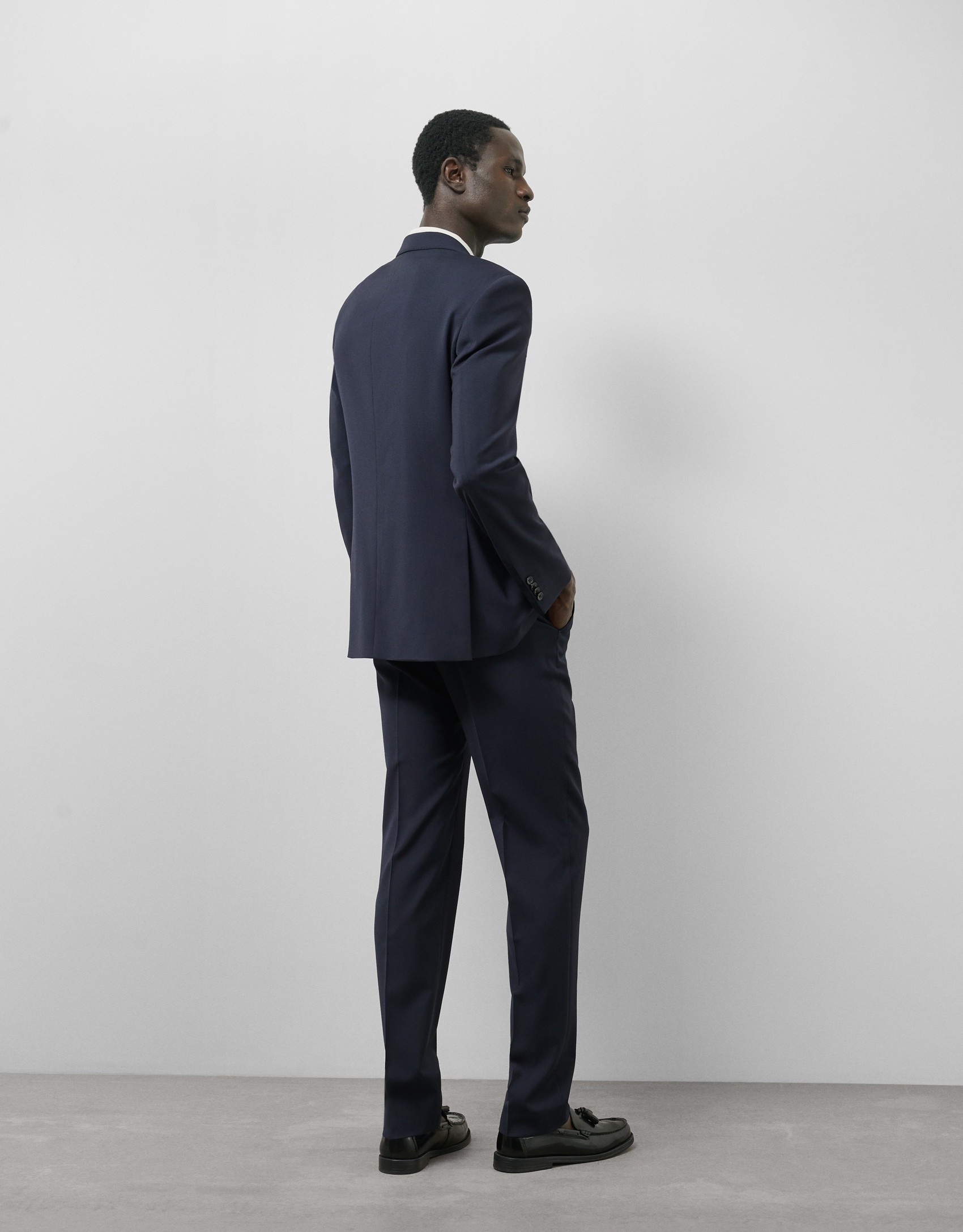 Dark blue regular fit half canvas suit - Man | Roberto Verino