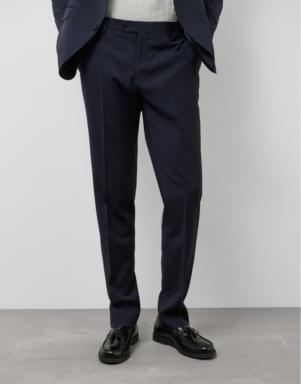 Dark blue regular fit half canvas suit - Man | Roberto Verino