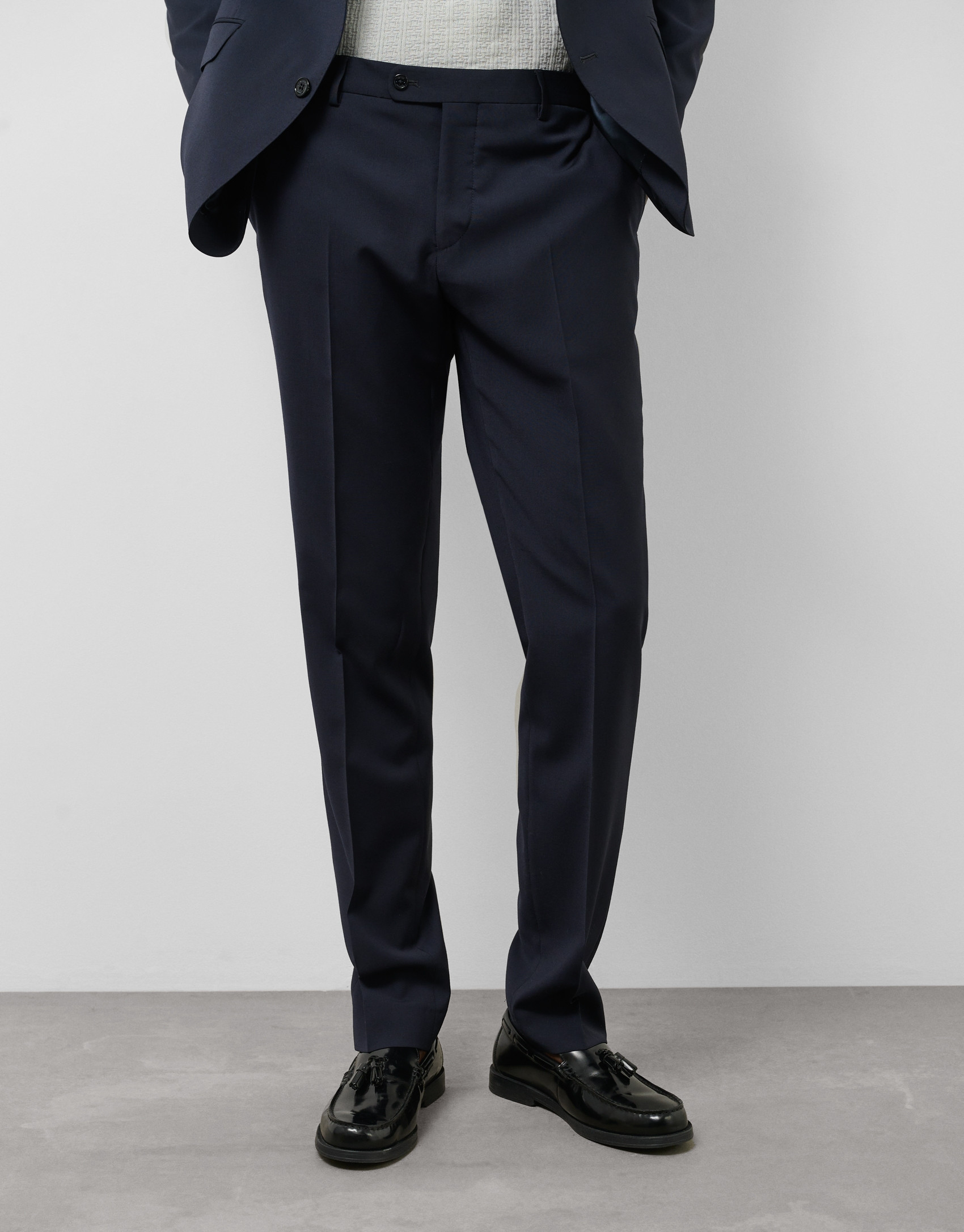 Dark blue regular fit half canvas suit - Man | Roberto Verino