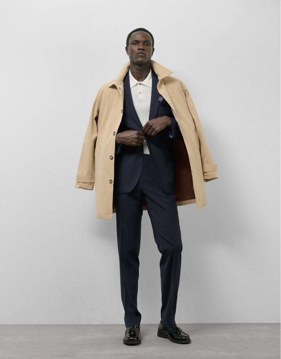 Dark blue regular fit half canvas suit - Man | Roberto Verino