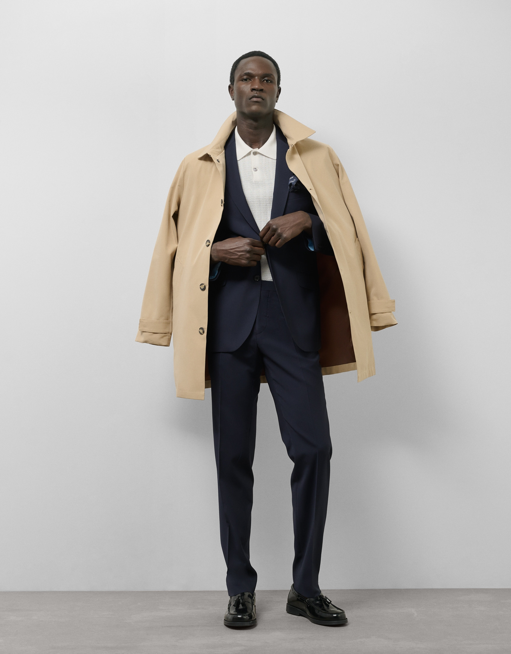 Dark blue regular fit half canvas suit - Man | Roberto Verino