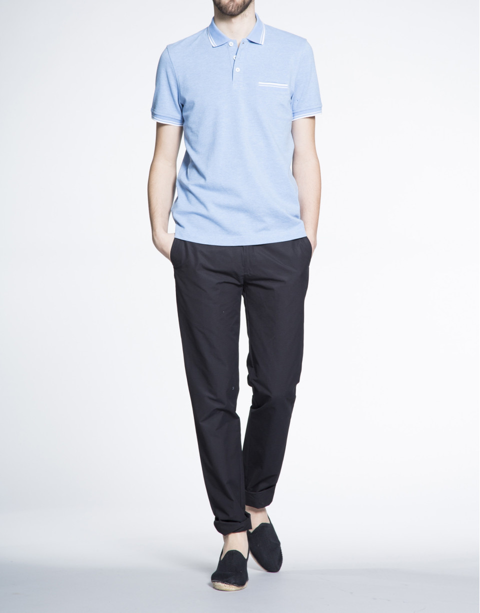 Blue mélange pique top