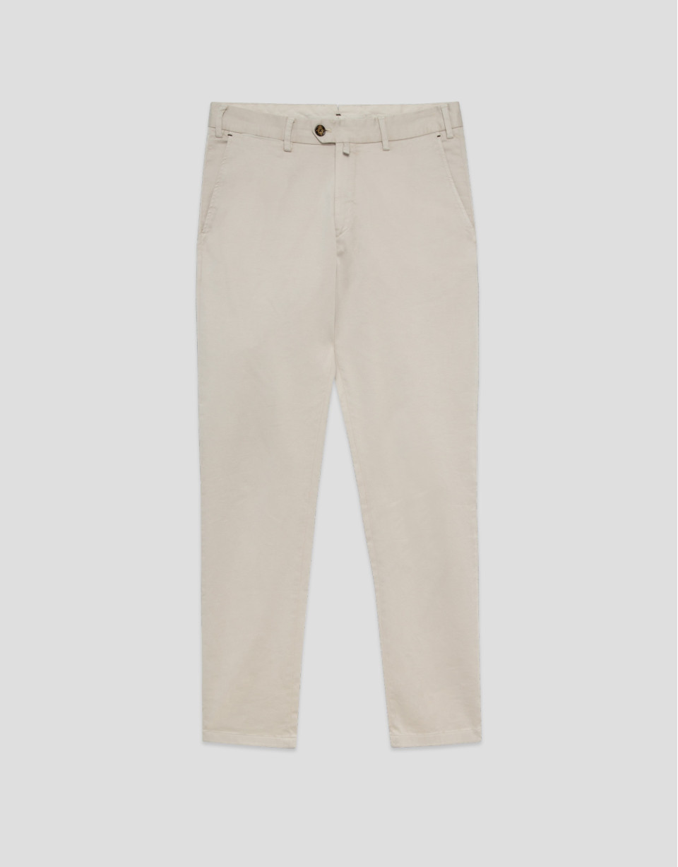 Regular beige dyed cotton chinos - Man - SS2025 | Roberto Verino