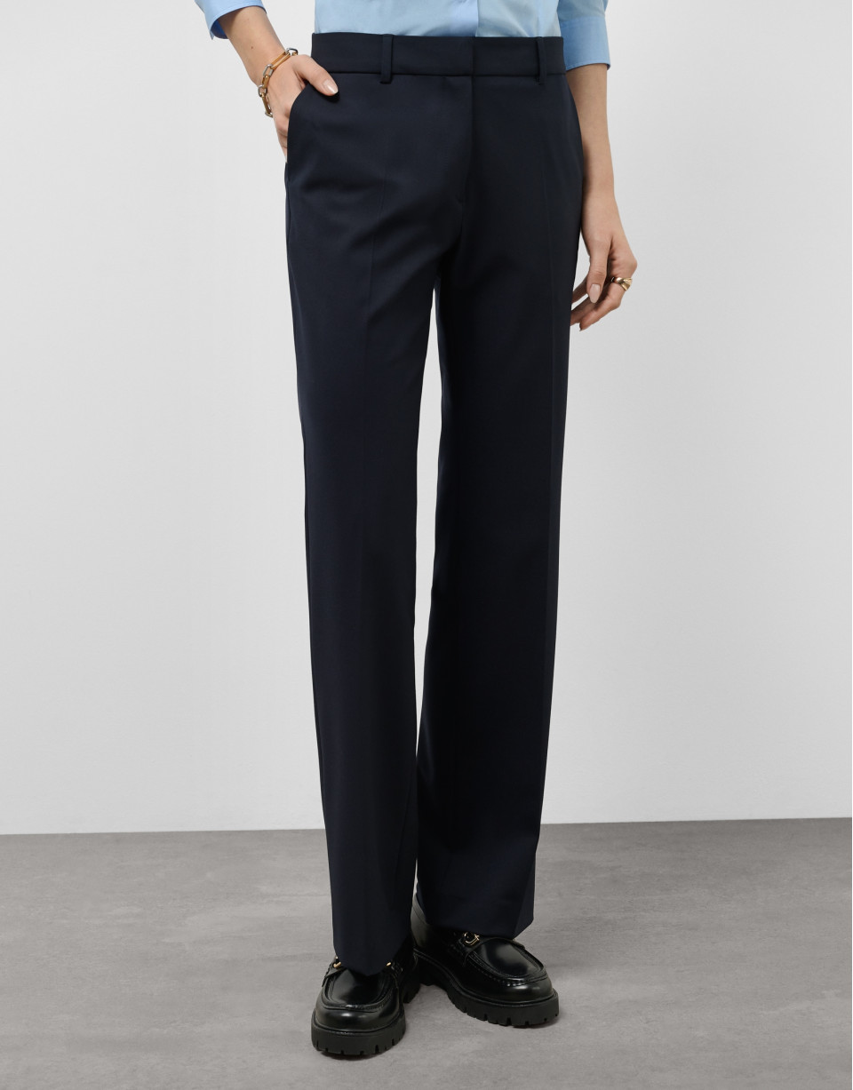 Night blue straight trousers - Woman - SS2025 | Roberto Verino