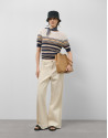 Blue and beige short sleeve knitted t-shirt | Roberto Verino