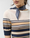Blue and beige short sleeve knitted t-shirt | Roberto Verino