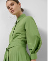 Green taffeta long sleeve midi shirt dress | Roberto Verino