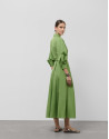 Green taffeta long sleeve midi shirt dress | Roberto Verino