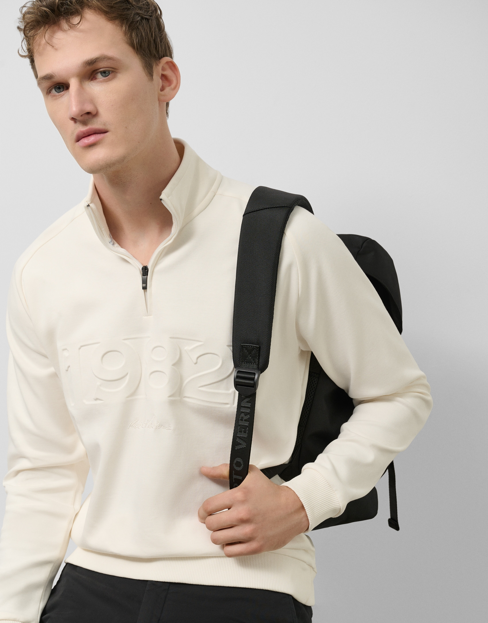 Raw half-zip sweatshirt with logo - Man | Roberto Verino