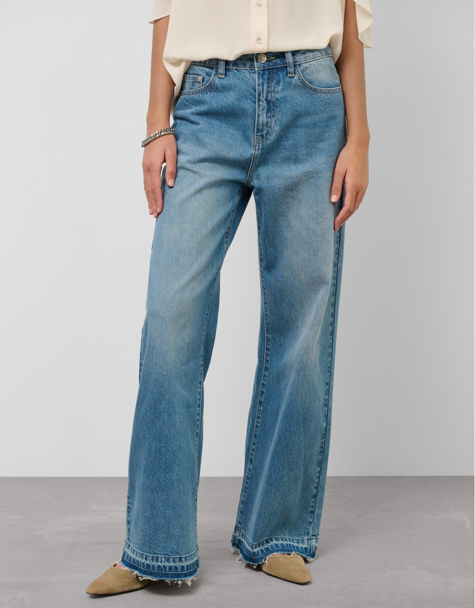 Pantalón ancho vaquero azul claro - Mujer | Roberto Verino