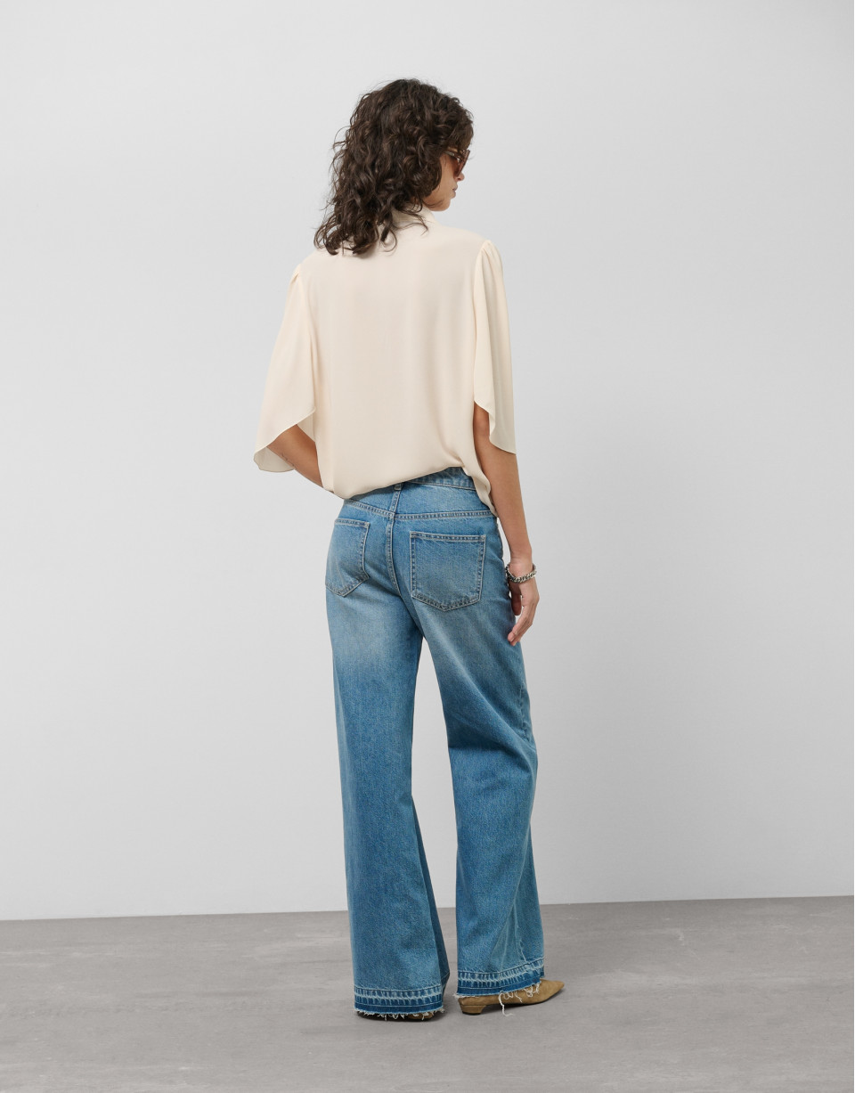 Pantalón ancho vaquero azul claro - Mujer | Roberto Verino