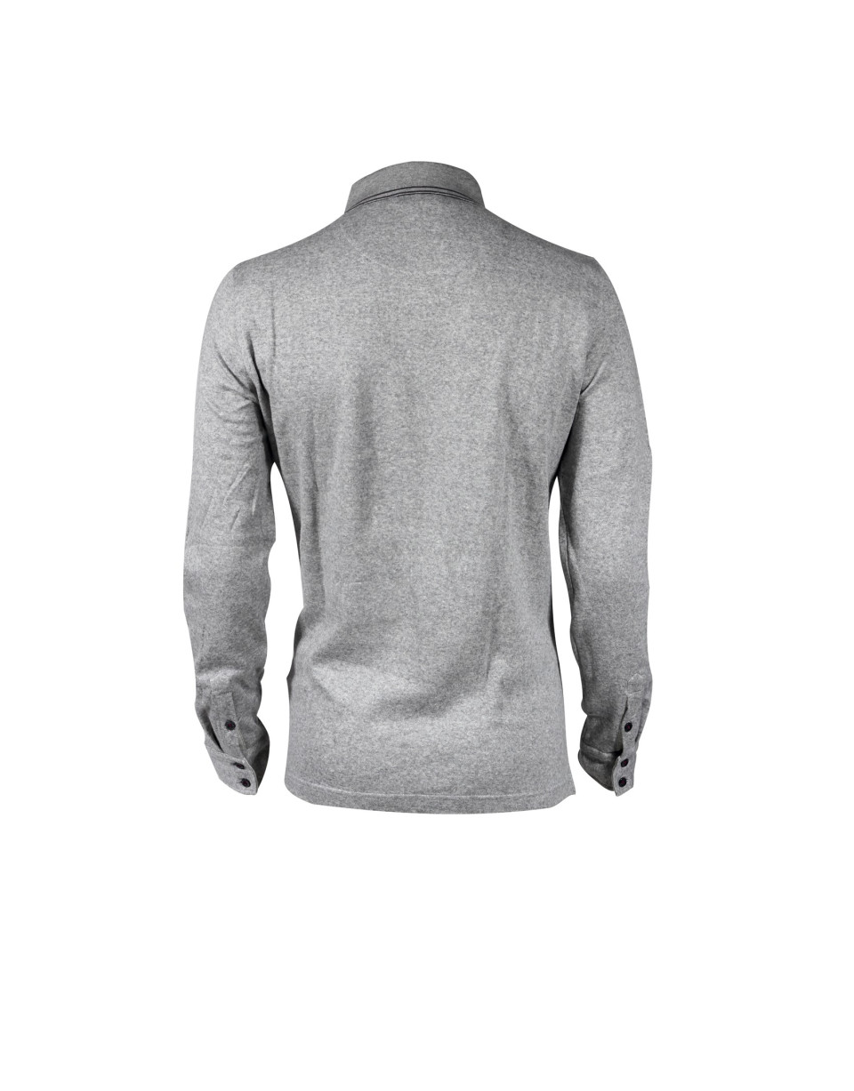Mix grey diamond intarsia polo shirt