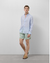 Khaki swimsuit with white leaf print - Man | Roberto Verino