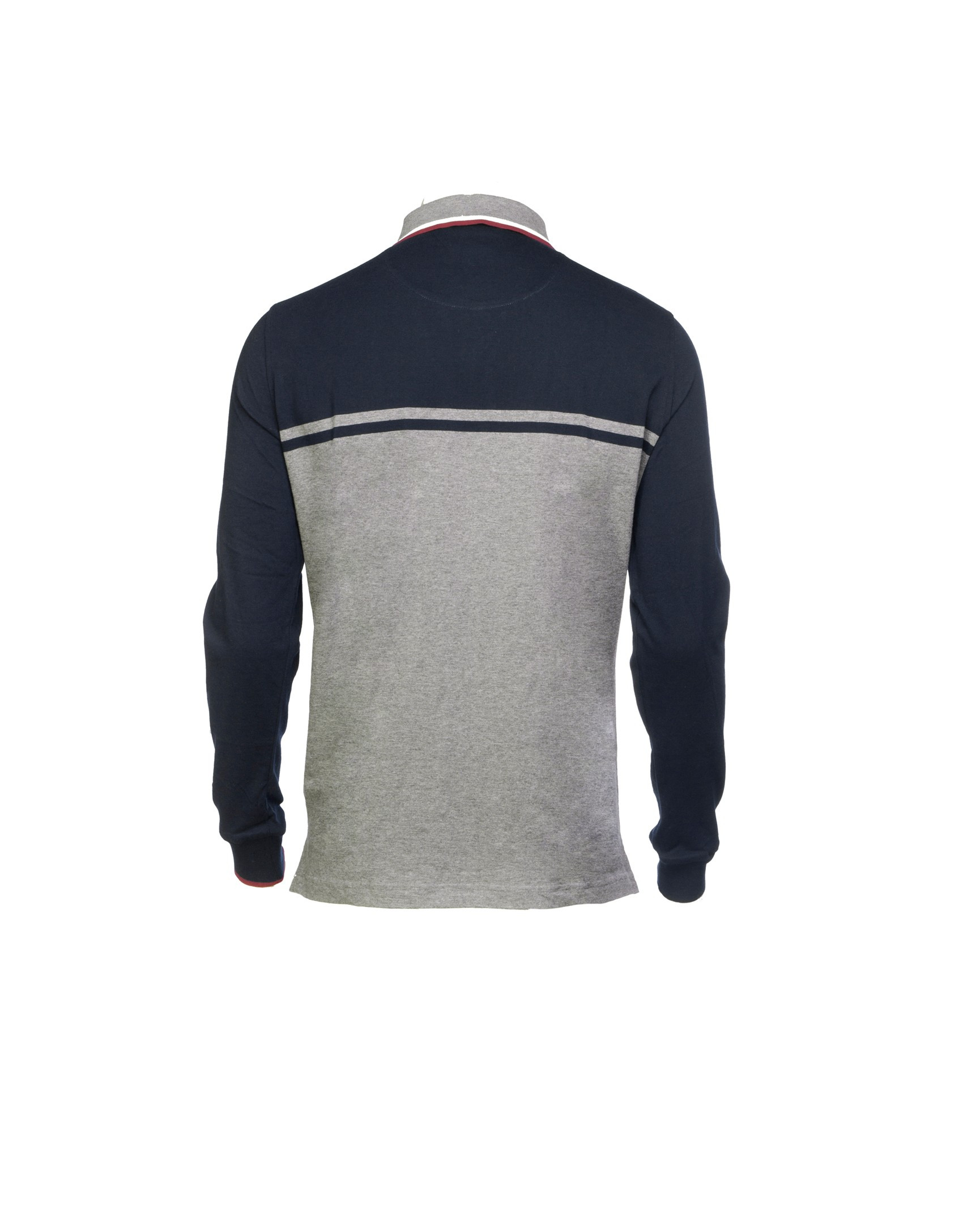 Polo jersey azul y gris