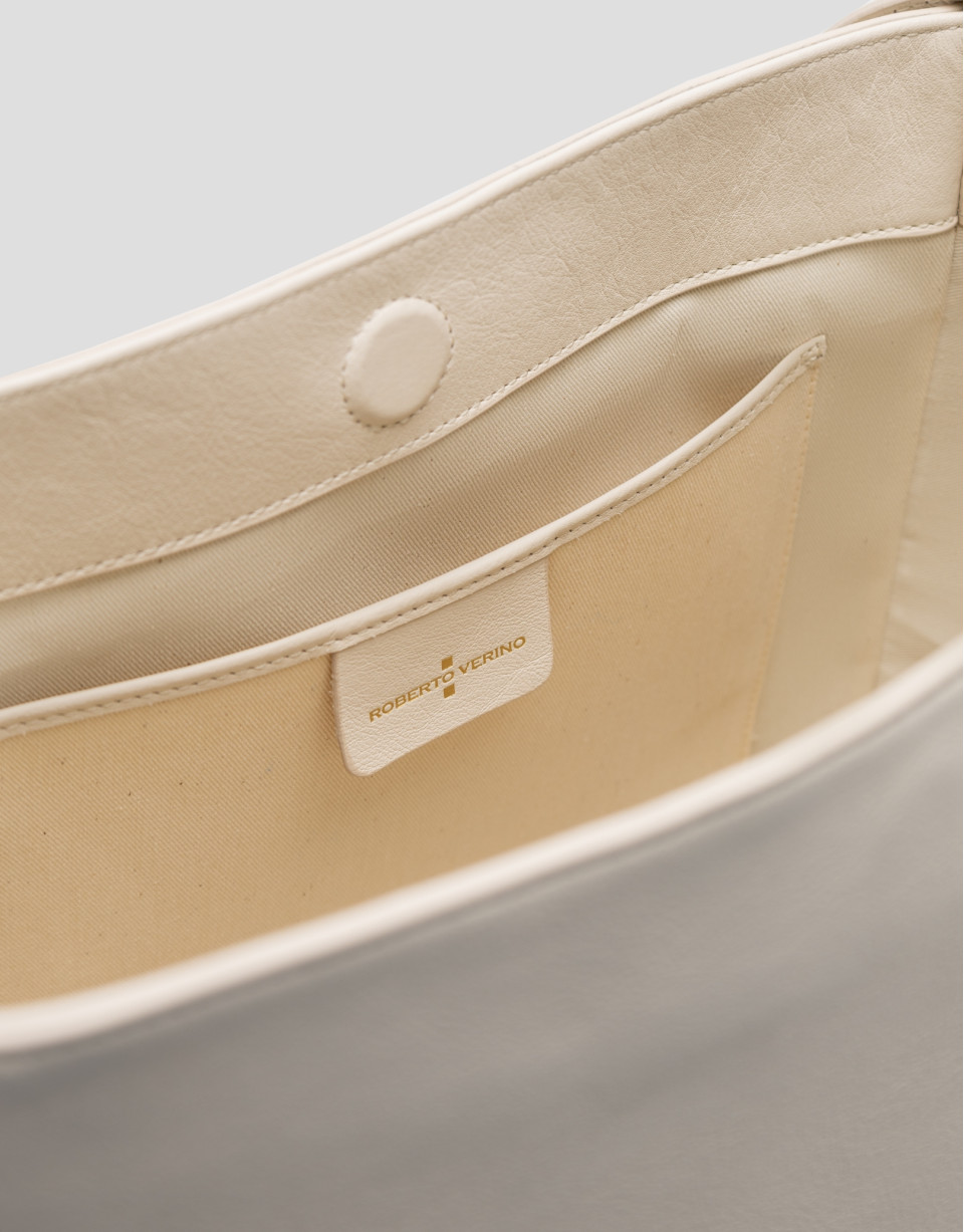 Valentina Hobo shoulder bag in ecru leather | Roberto Verino