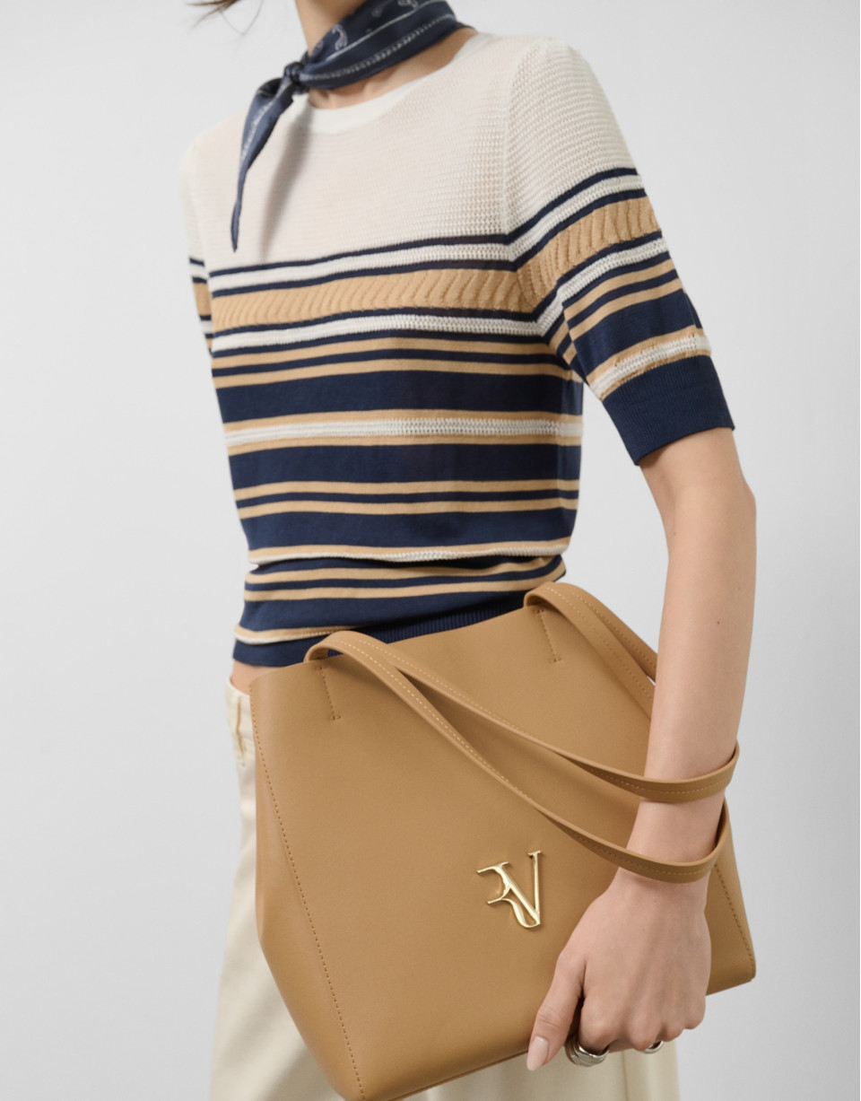 Camel leather Bruni Maxi Tote Bag - Woman | Roberto Verino
