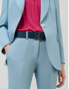 Blue Saffiano leather belt with enamelled buckle | Roberto Verino