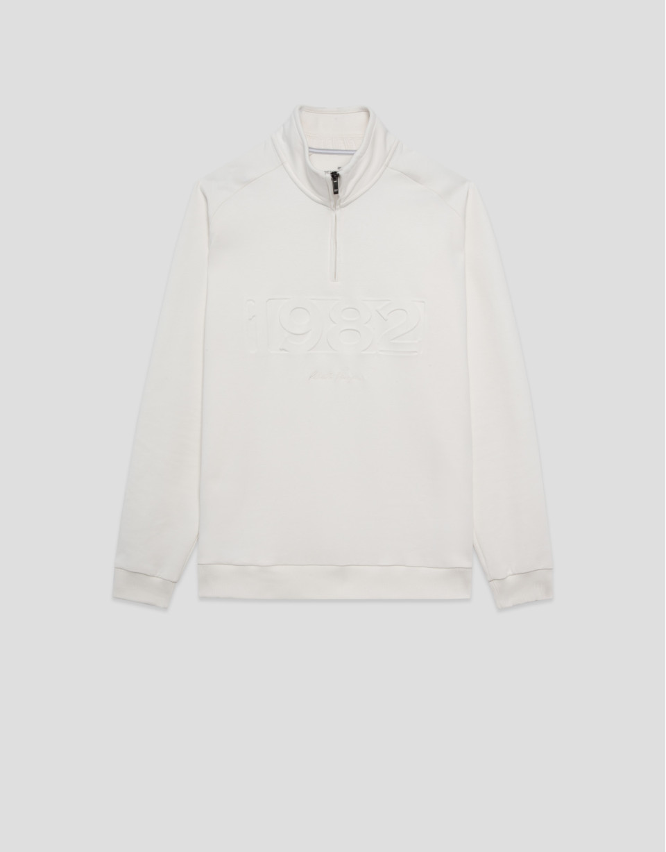 Raw half-zip sweatshirt with logo - Man | Roberto Verino