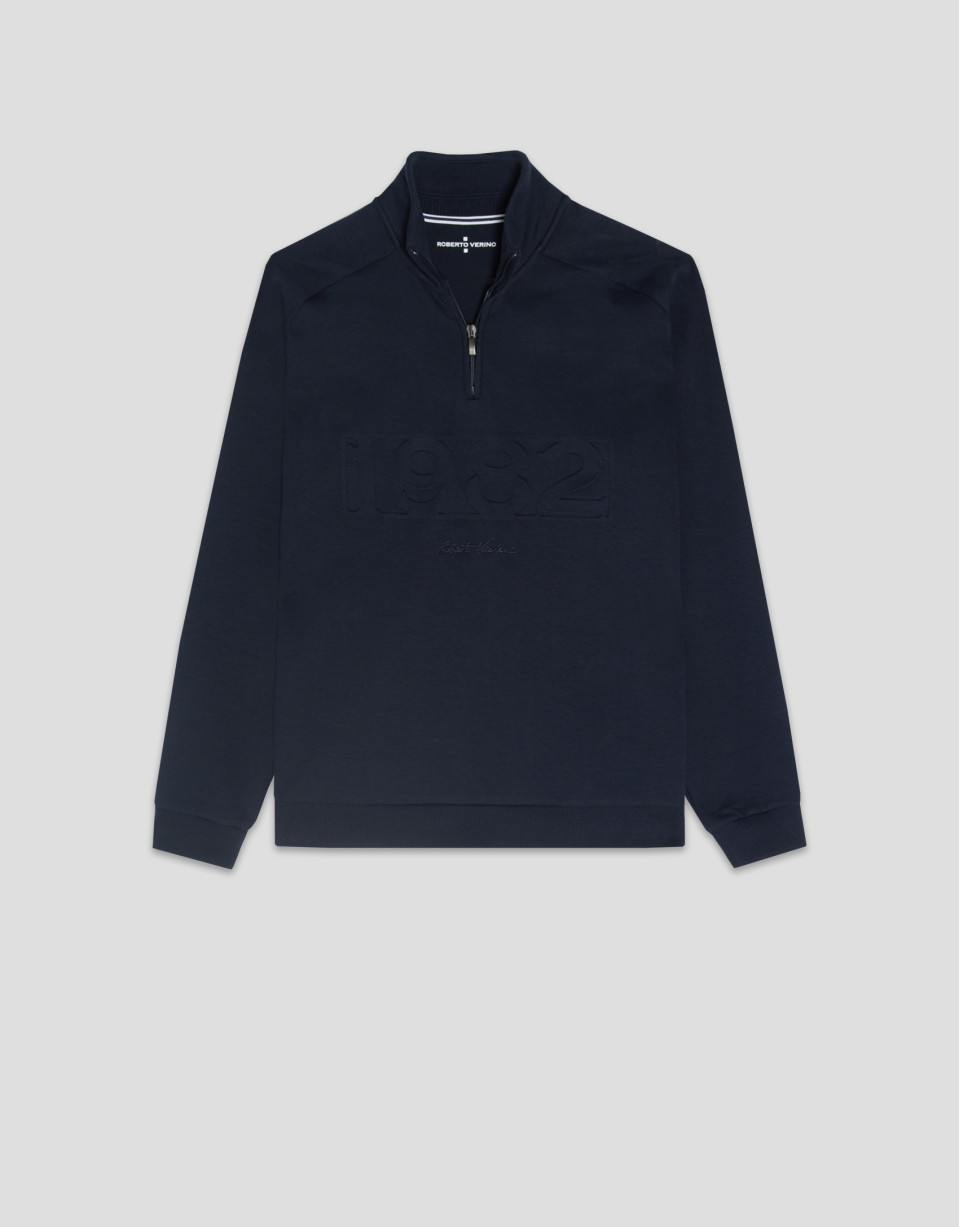 Navy half zip sweatshirt with logo - Gift Guide | Roberto Verino